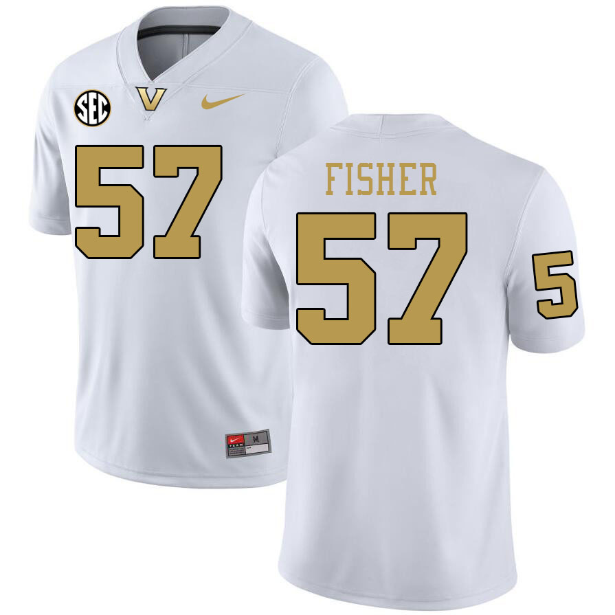 Vanderbilt Commodores #57 Max Fisher College Football Jerseys 2024 Uniforms Stitched-White